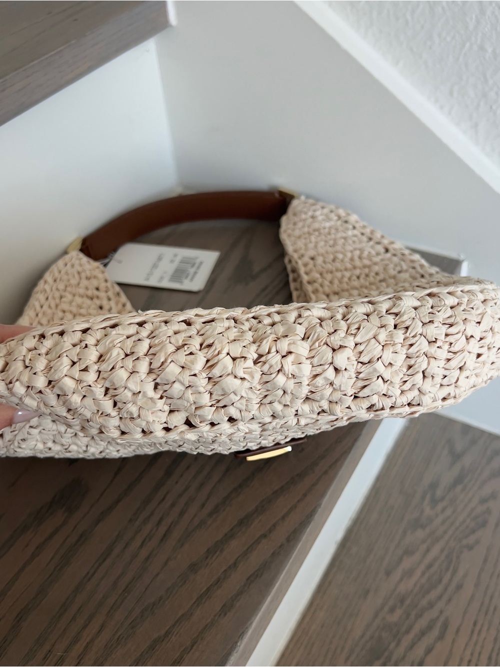 Anine Bing Raffia Lou Shoulder Bag Monogram NWT - Picture 7 of 11